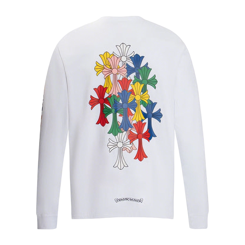 Chrome Hearts Gothic Cross & Graphic Print Long-Sleeve Crewneck Sweatshirts (Black/White)