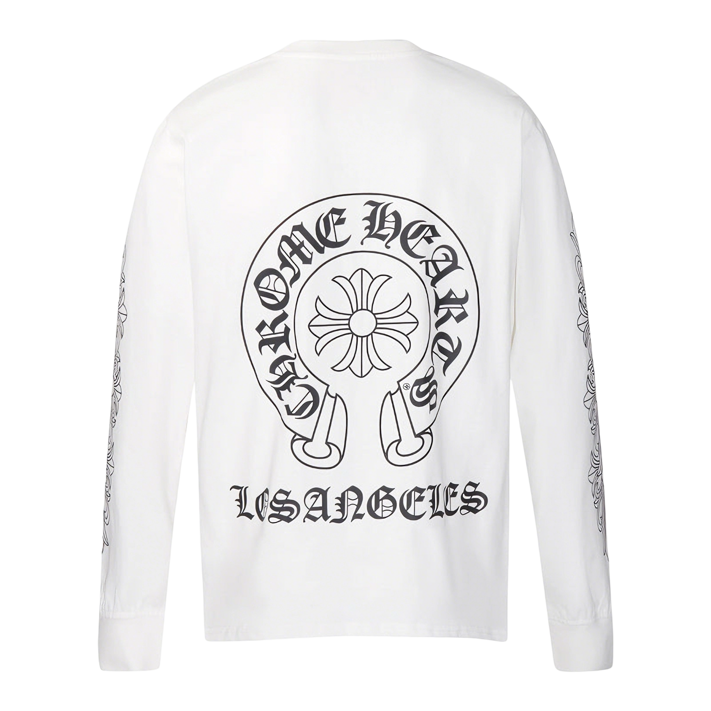 Chrome Hearts Gothic Cross & Graphic Print Long-Sleeve Crewneck Sweatshirts (Black/White)